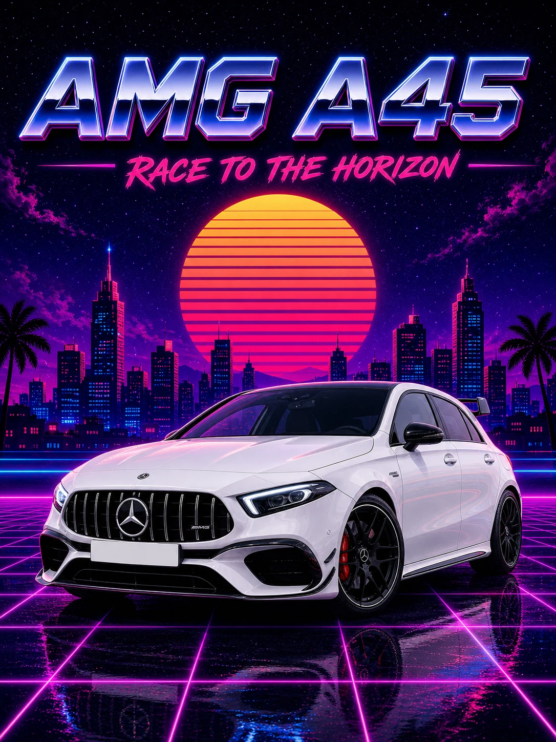 Mercedes-AMG A45 · Synthwave-Poster