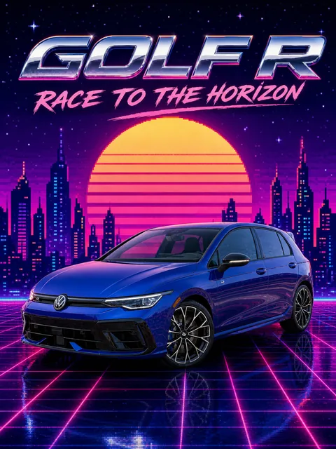 Auto im Stil Synthwave